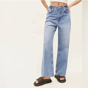 Reformation Wilder High Rise Wide Leg Cropped Jeans Dillon Organic Cotton Denim